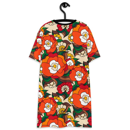 T-Shirt Dress - BELLADRAMA retro - Big Bold Bloom Print