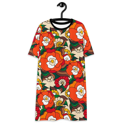 T-Shirt Dress - BELLADRAMA retro - Big Bold Bloom Print