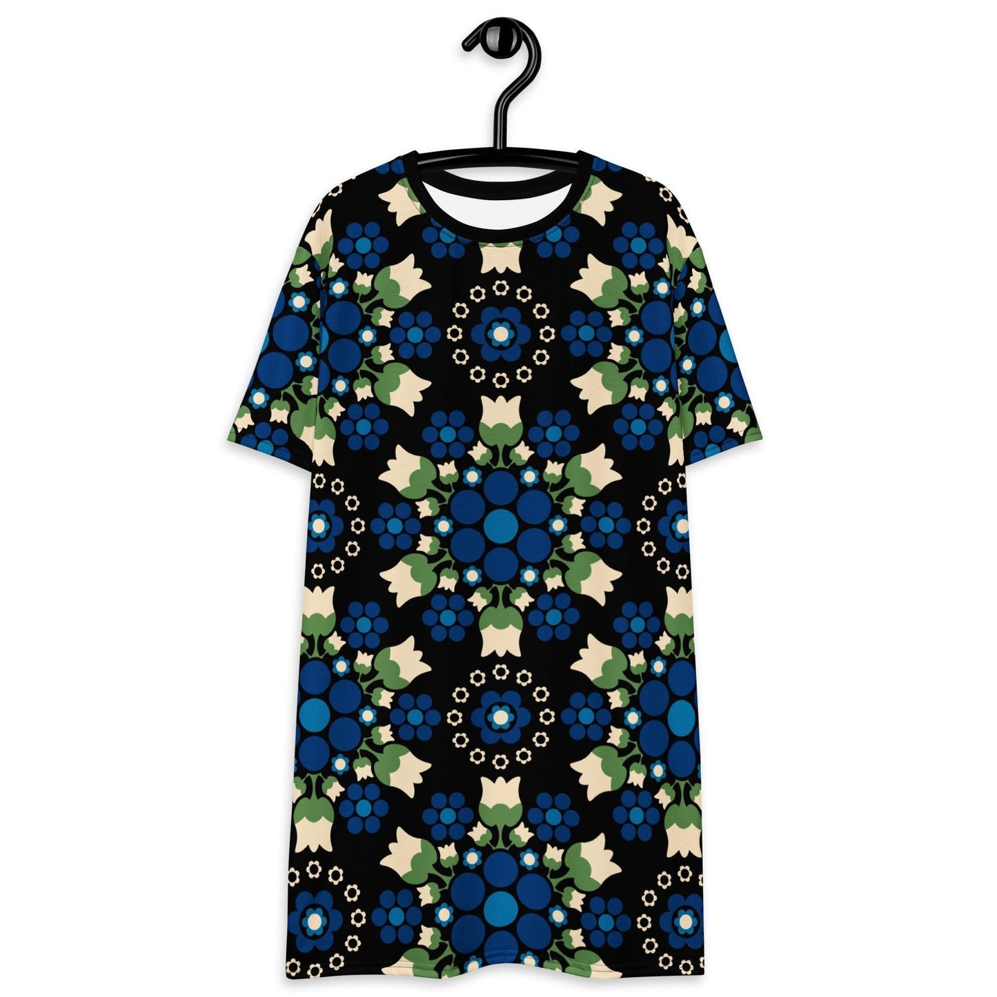 T-Shirt Dress - BERRY DANCE blue black - Fresh Berries and Delicate Flowers