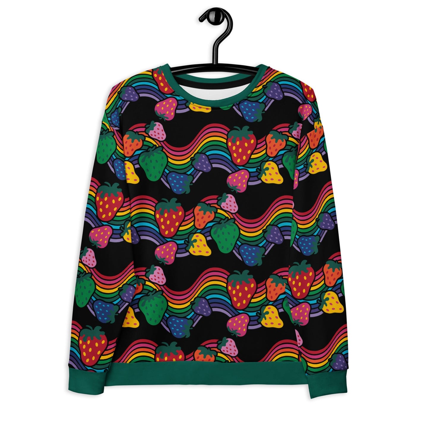 Sweatshirt - BERRYBOW black - Strawberry Rainbow Print