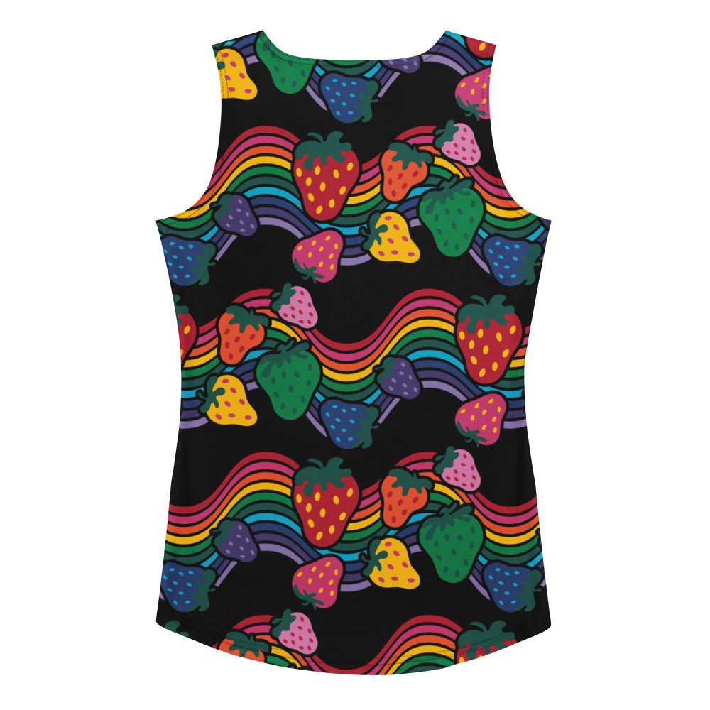 Tank Top - BERRYBOW black - Strawberry Rainbow Print