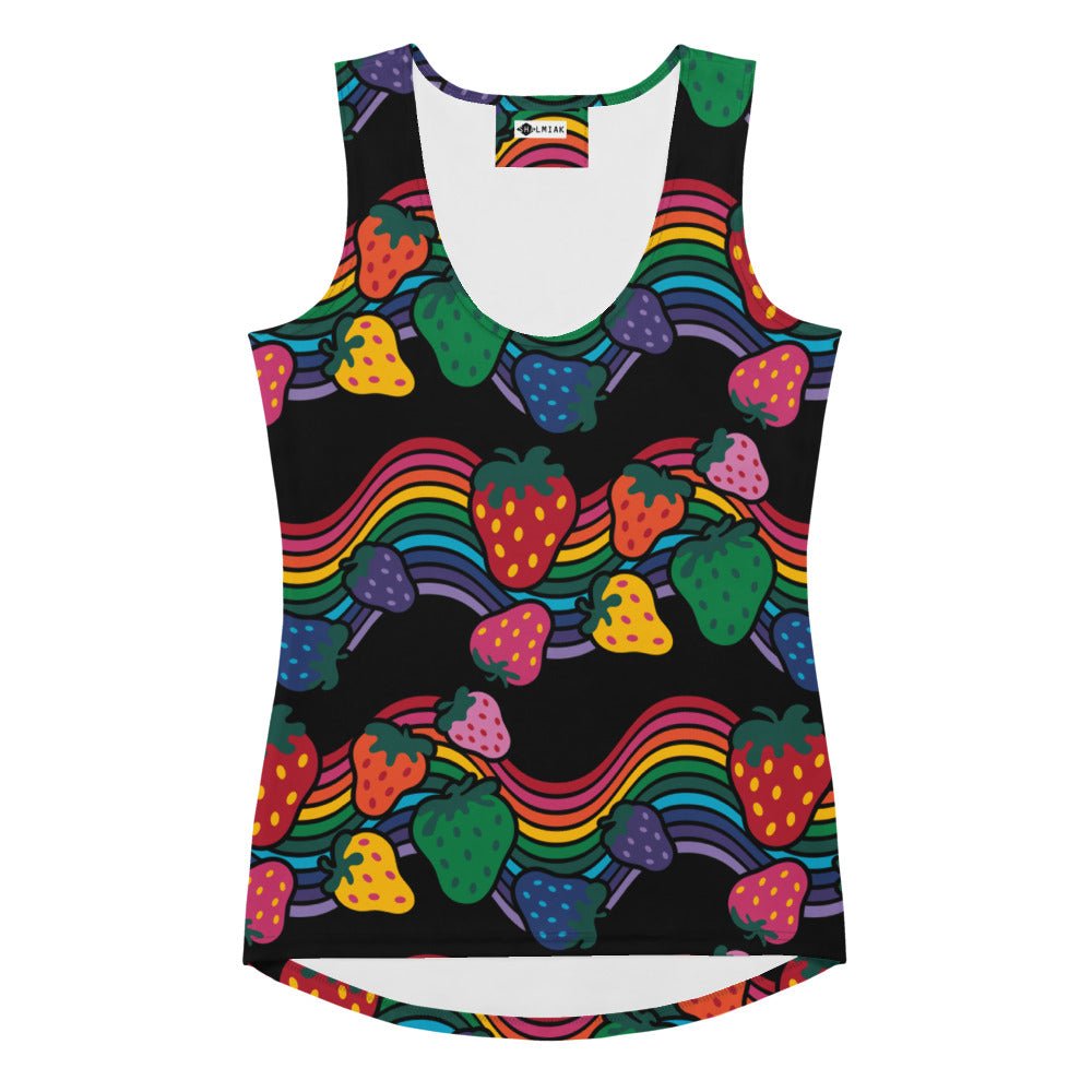 Tank Top - BERRYBOW black - Strawberry Rainbow Print