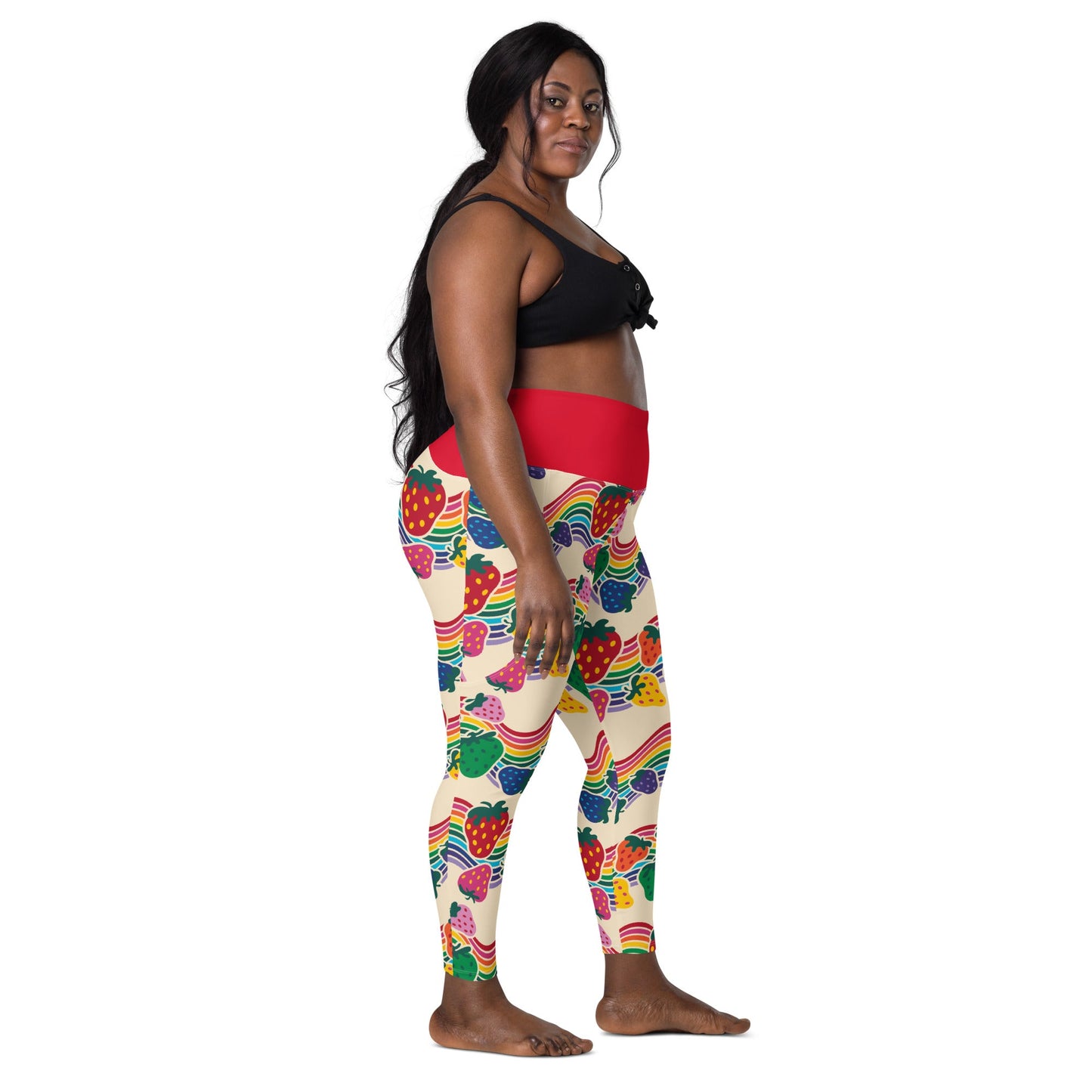 Leggings With Pockets - BERRYBOW light - Strawberry Rainbow Print