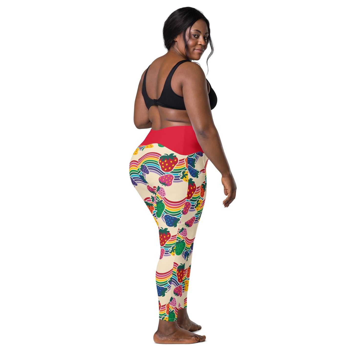Leggings With Pockets - BERRYBOW light - Strawberry Rainbow Print