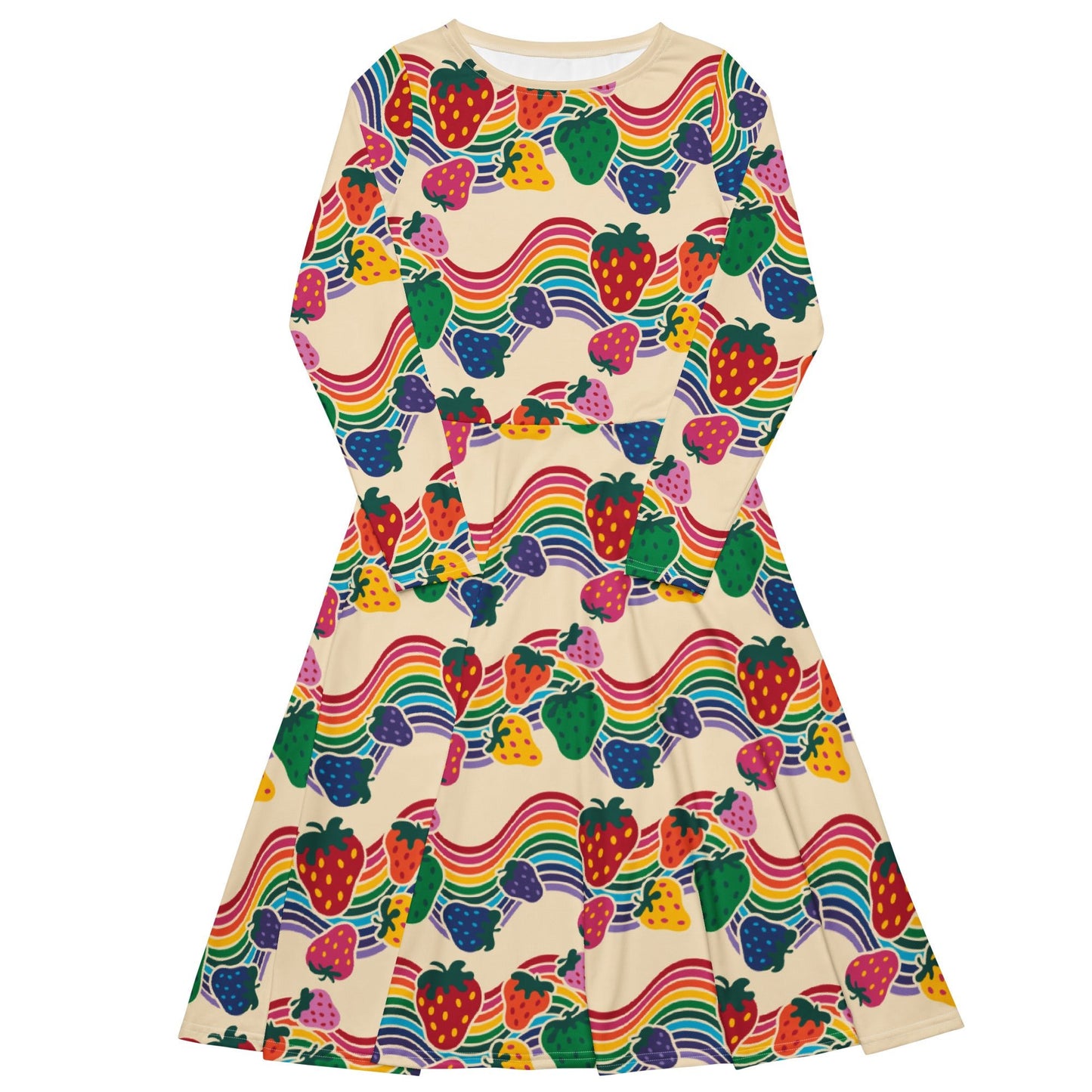 Midi Dress - BERRYBOW light - Strawberry Rainbow Print