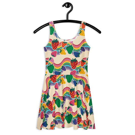 Skater Dress - BERRYBOW light - Strawberry Rainbow Print