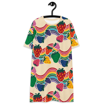 T-Shirt Dress - BERRYBOW light - Strawberry Rainbow Print