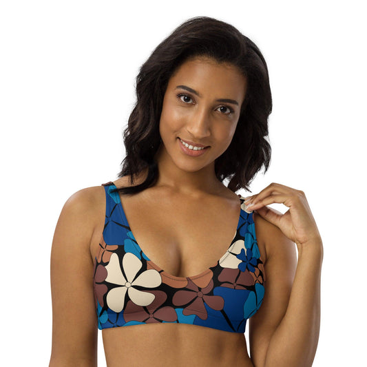 Bikini Top - ADELIE blue brown - Wild Floral Print