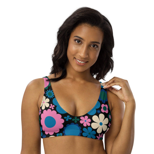Bikini Top - BLOOMPOP blue pink - Popping Bloom Print