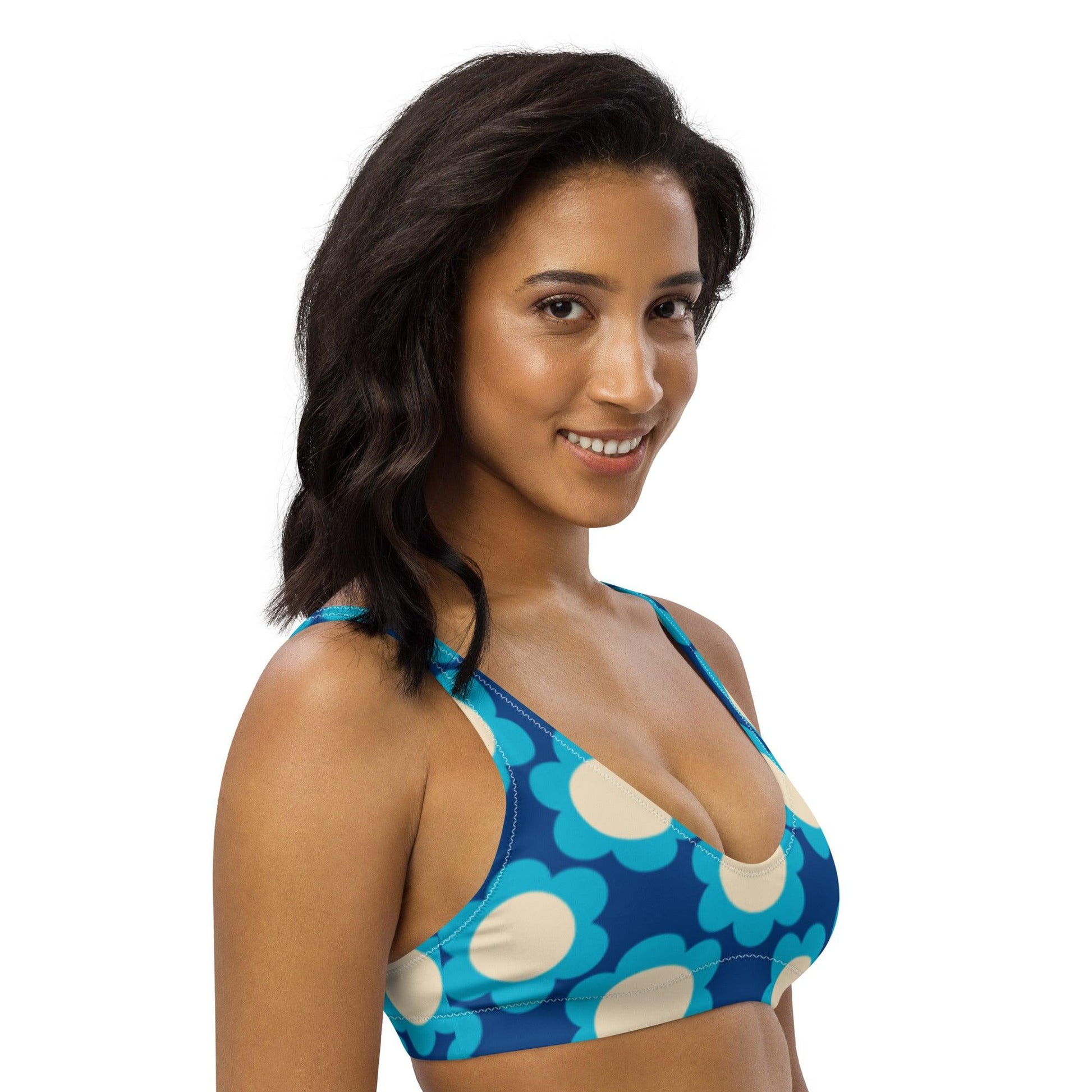 Bikini Top - ELLIE blue - Classic Flower Print