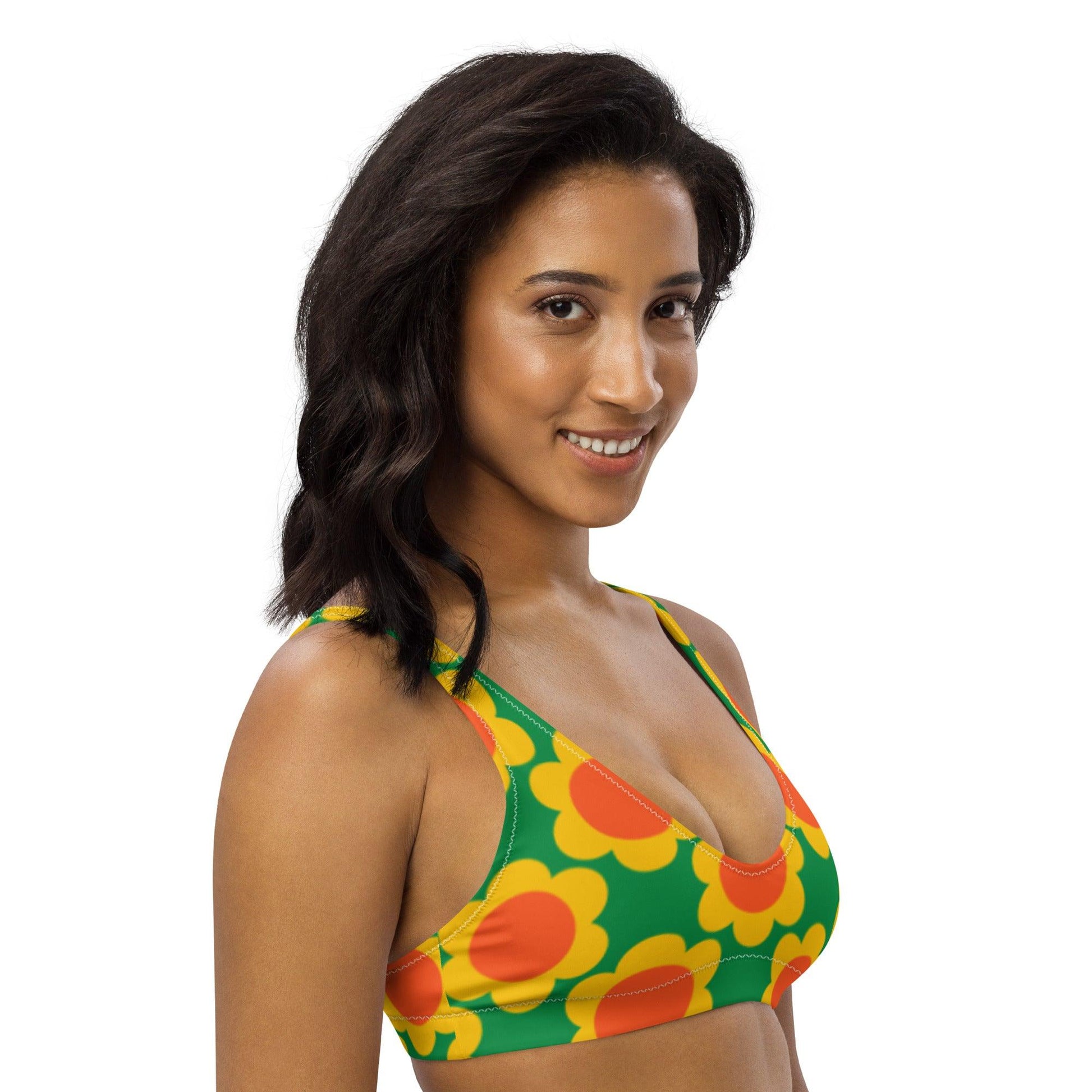 Bikini Top - ELLIE green - Classic Flower Print
