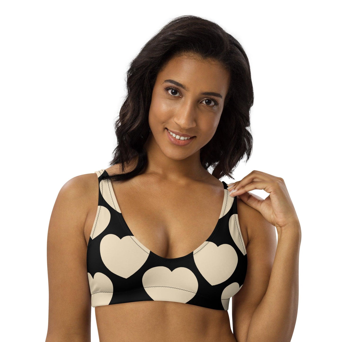 Bikini Top - ELLIE LOVE bw - Bold Heart Print