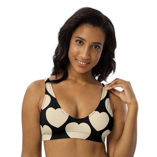Bikini Top - ELLIE LOVE bw - Bold Heart Print