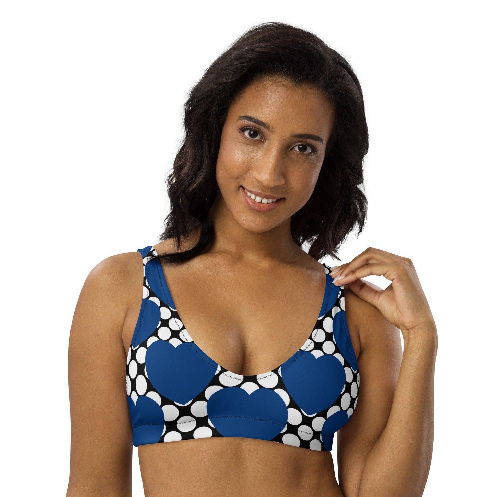 Bikini Top - ELLIE LOVE DOT blue black - Bold Heart Print