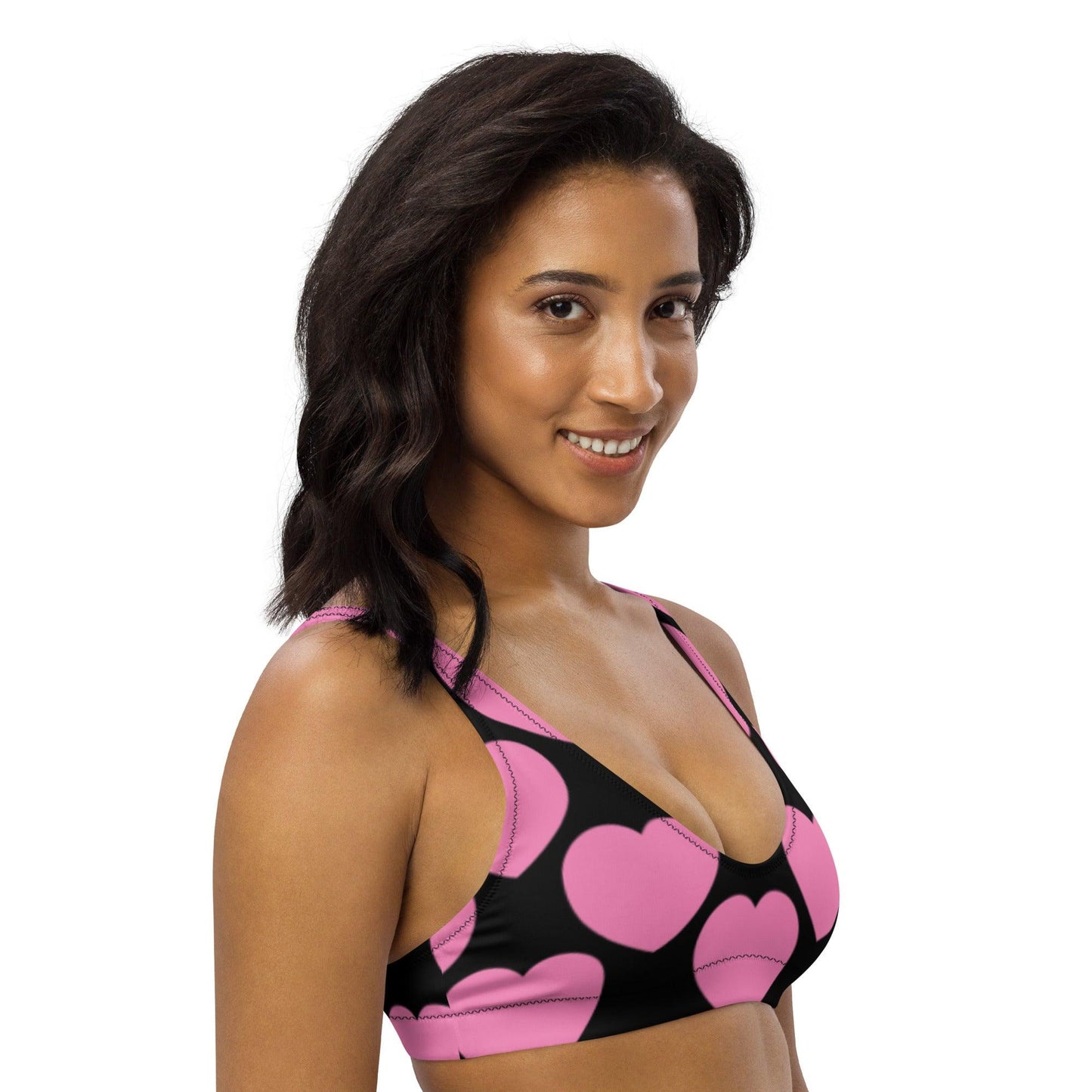 Bikini Top - ELLIE LOVE pink black - Bold Heart Print