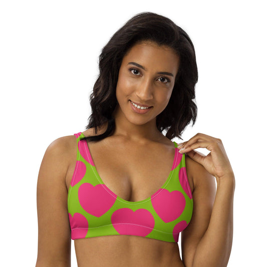 Bikini Top - ELLIE LOVE pink lime - Bold Heart Print