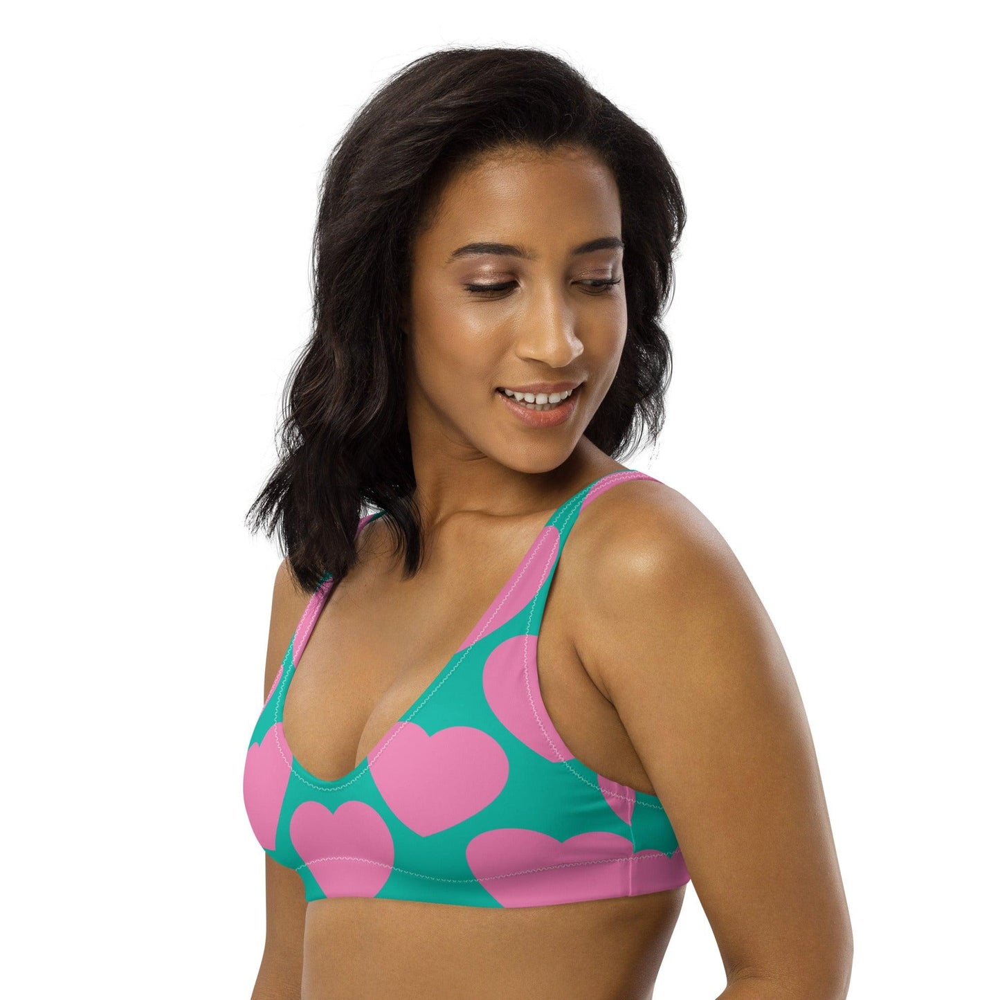 Bikini Top - ELLIE LOVE pink mint - Bold Heart Print