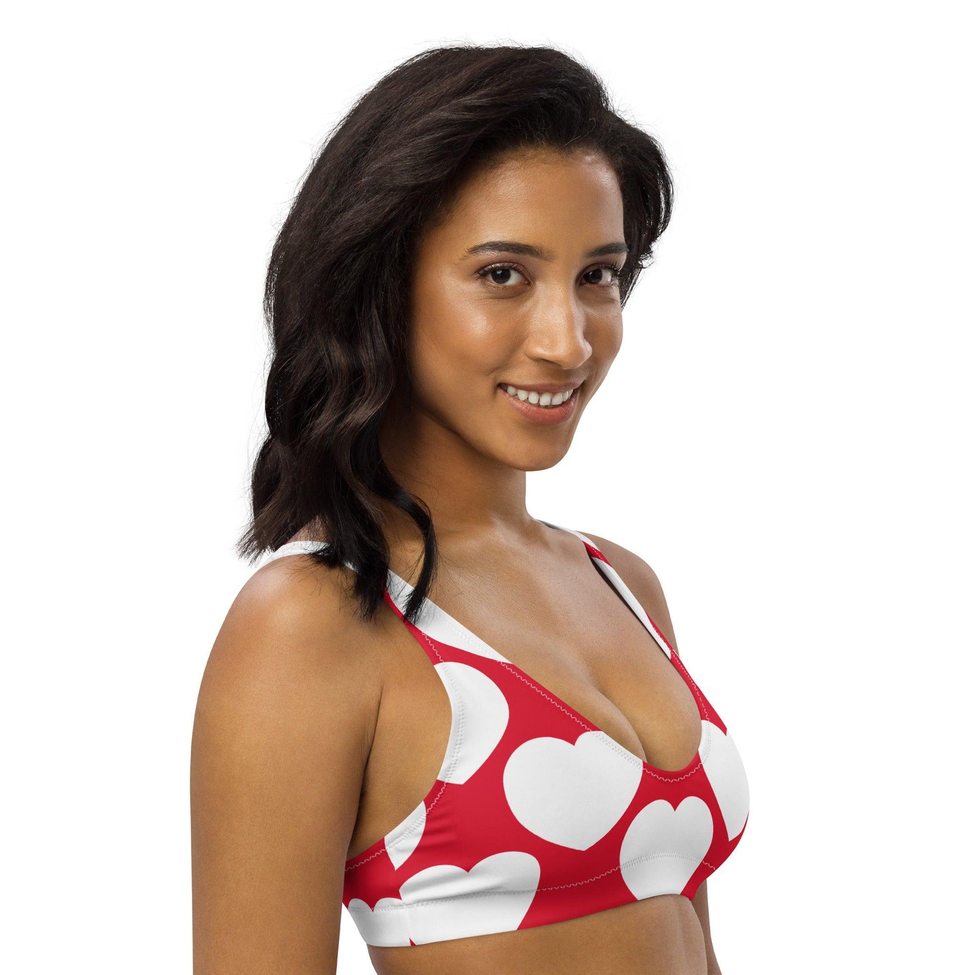 Bikini Top - ELLIE LOVE red white - Bold Heart Print