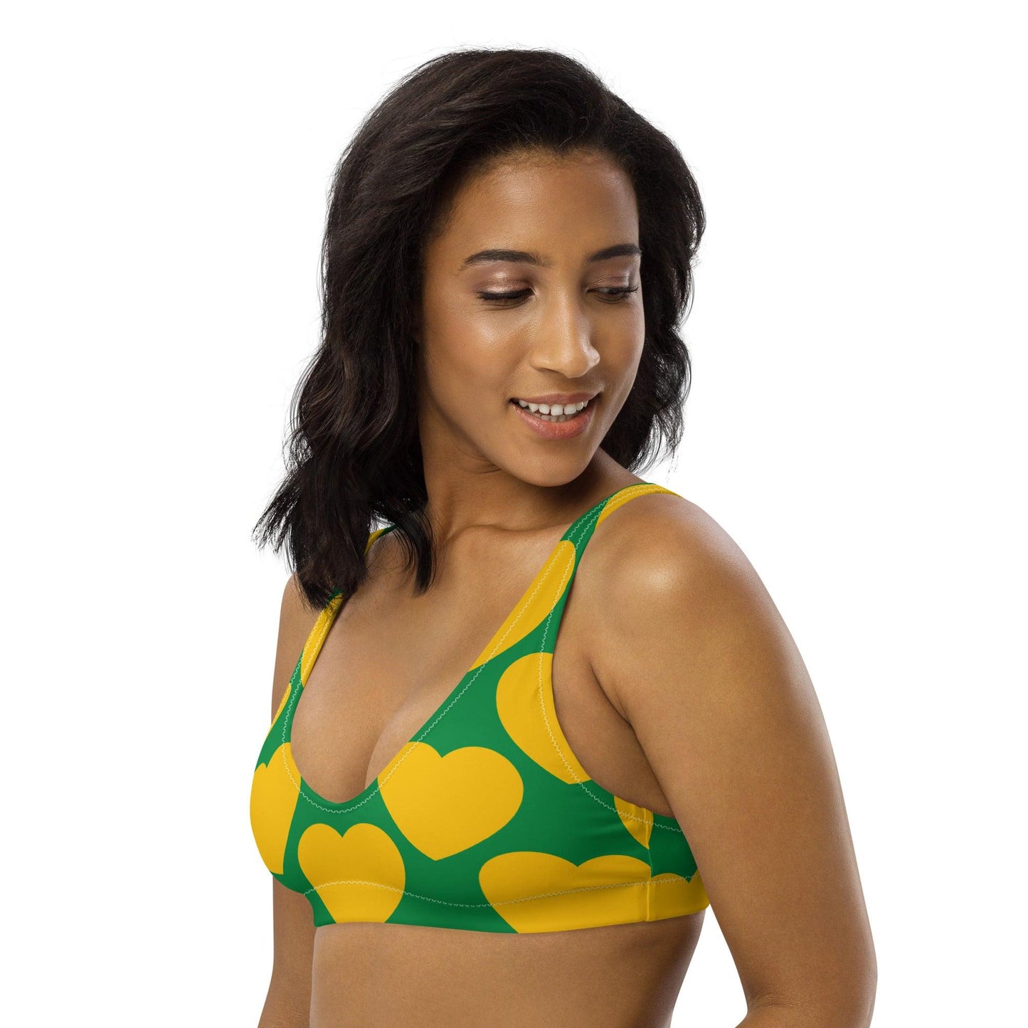 Bikini Top - ELLIE LOVE yellow green - Bold Heart Print