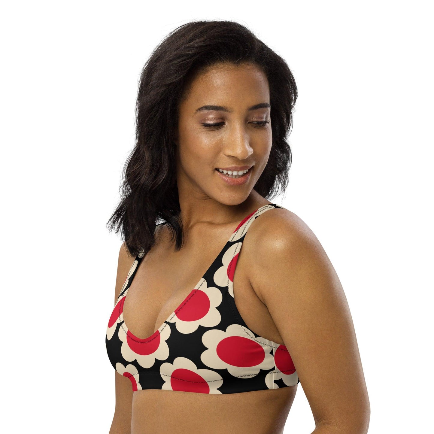 Bikini Top - ELLIE red black - Classic Flower Print