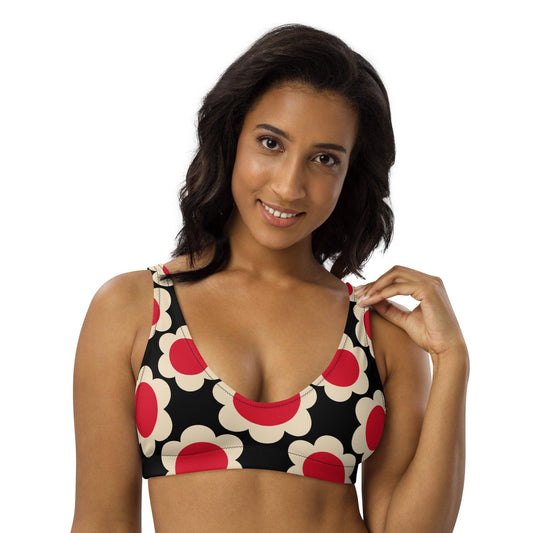 Bikini Top - ELLIE red black - Classic Flower Print