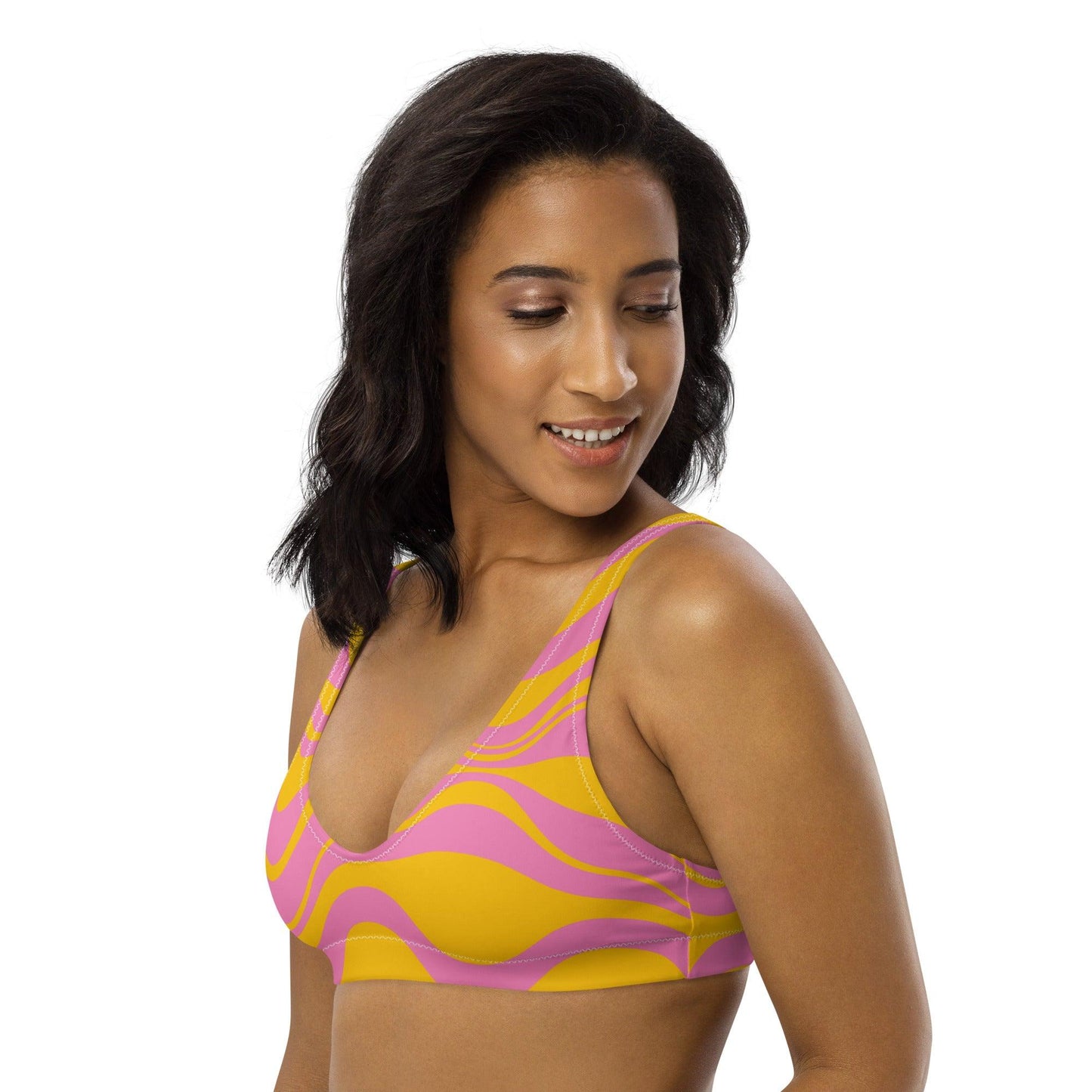 Bikini Top - WAVY pink yellow