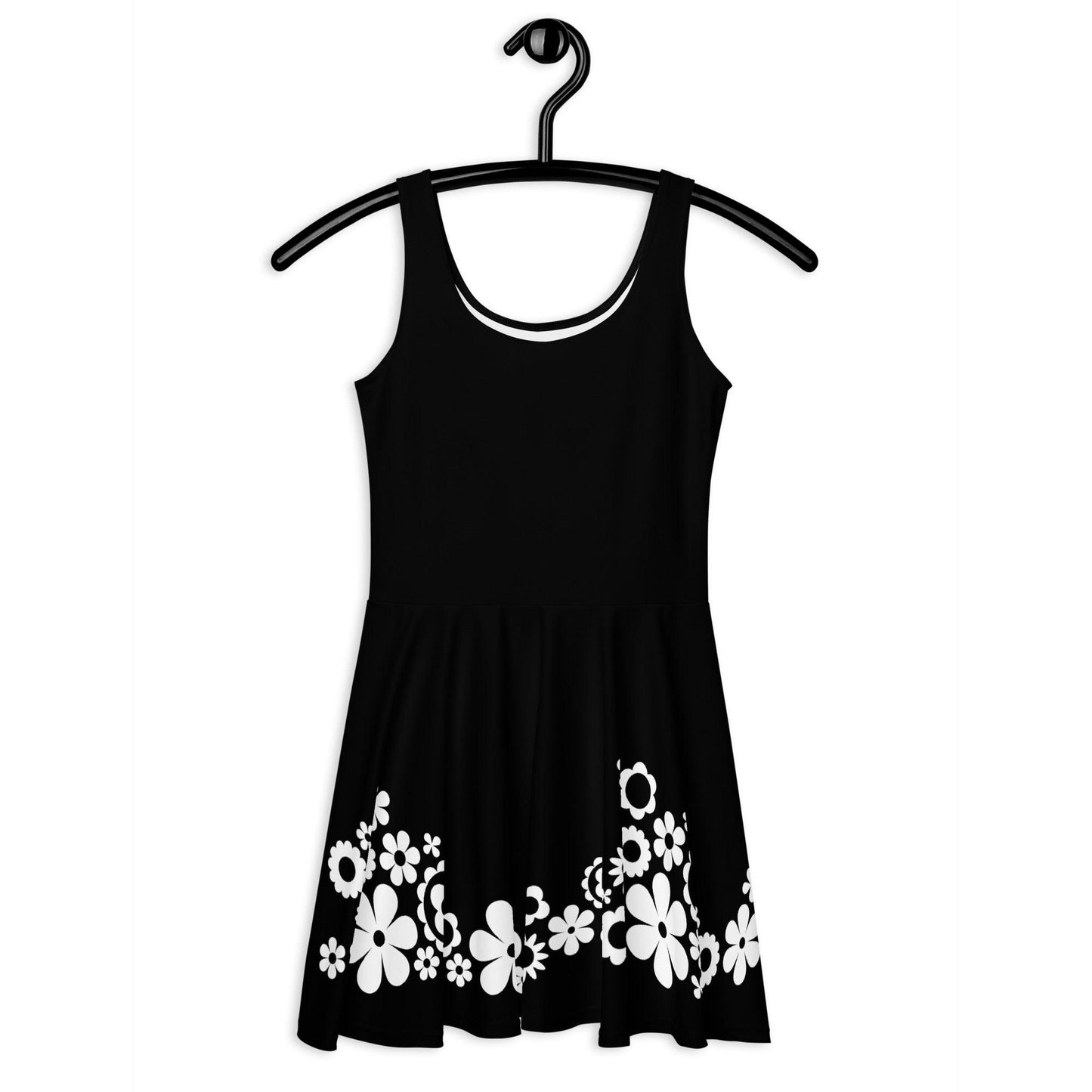Skater Dress - BLACK with BLOOMPOP bw - Popping Bloom Print