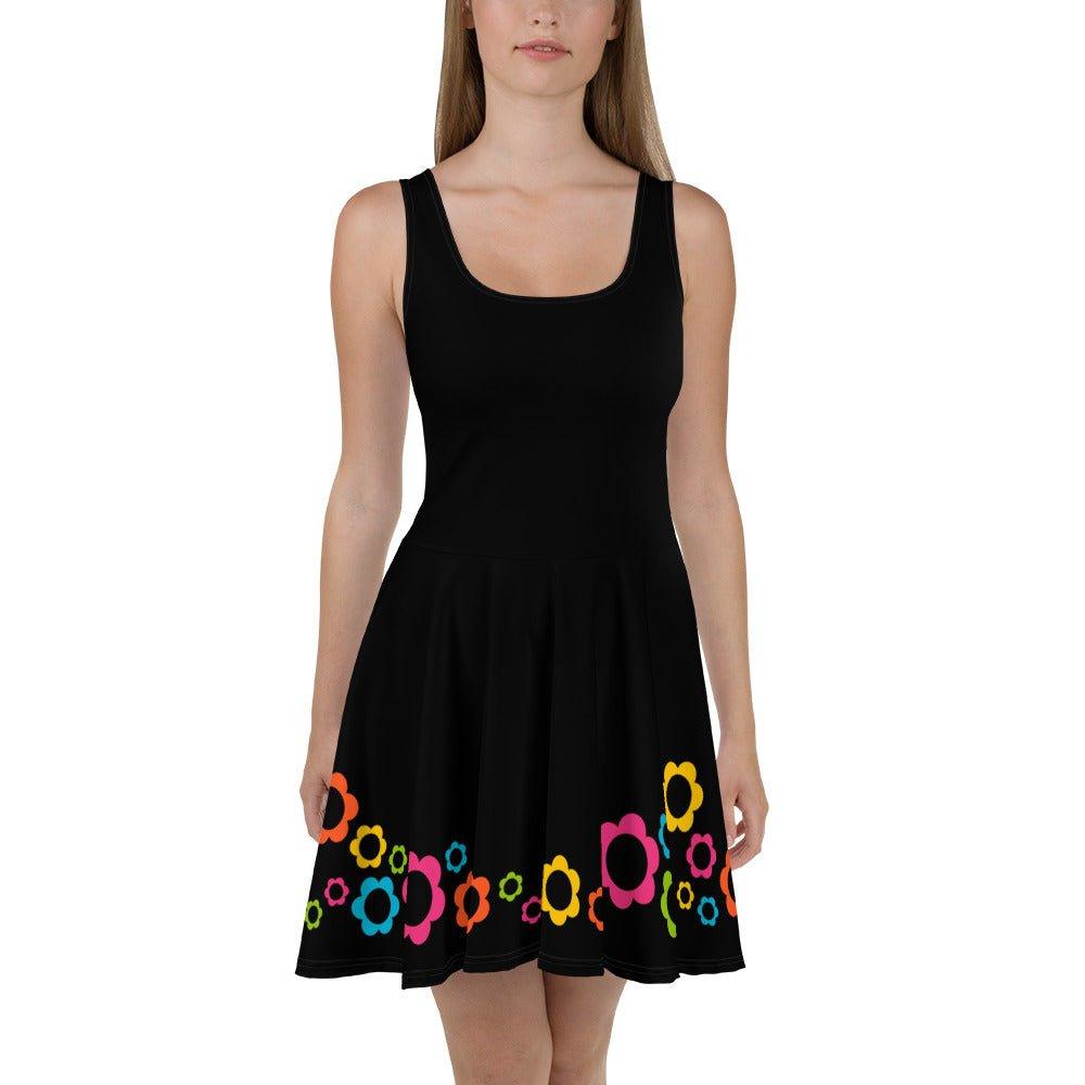 Skater Dress - BLACK with ELLIE color - Classic Flower Print