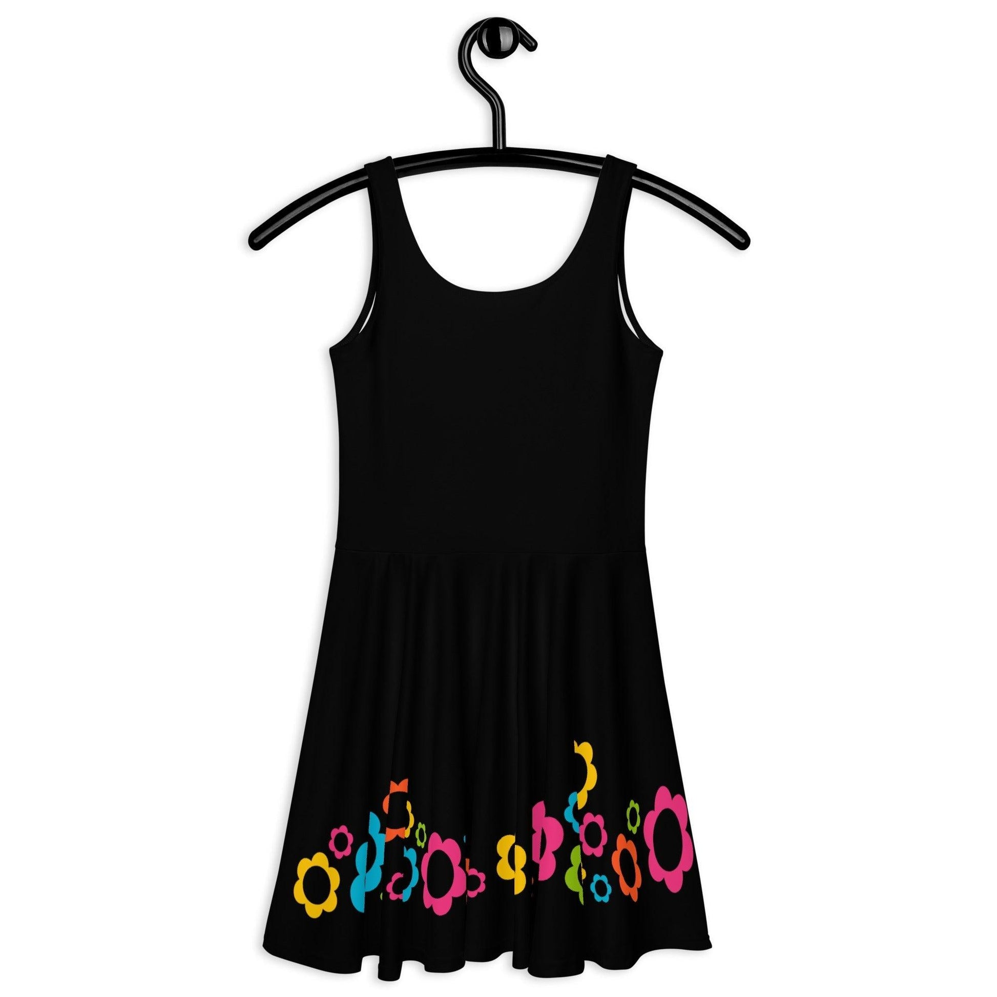 Skater Dress - BLACK with ELLIE color - Classic Flower Print