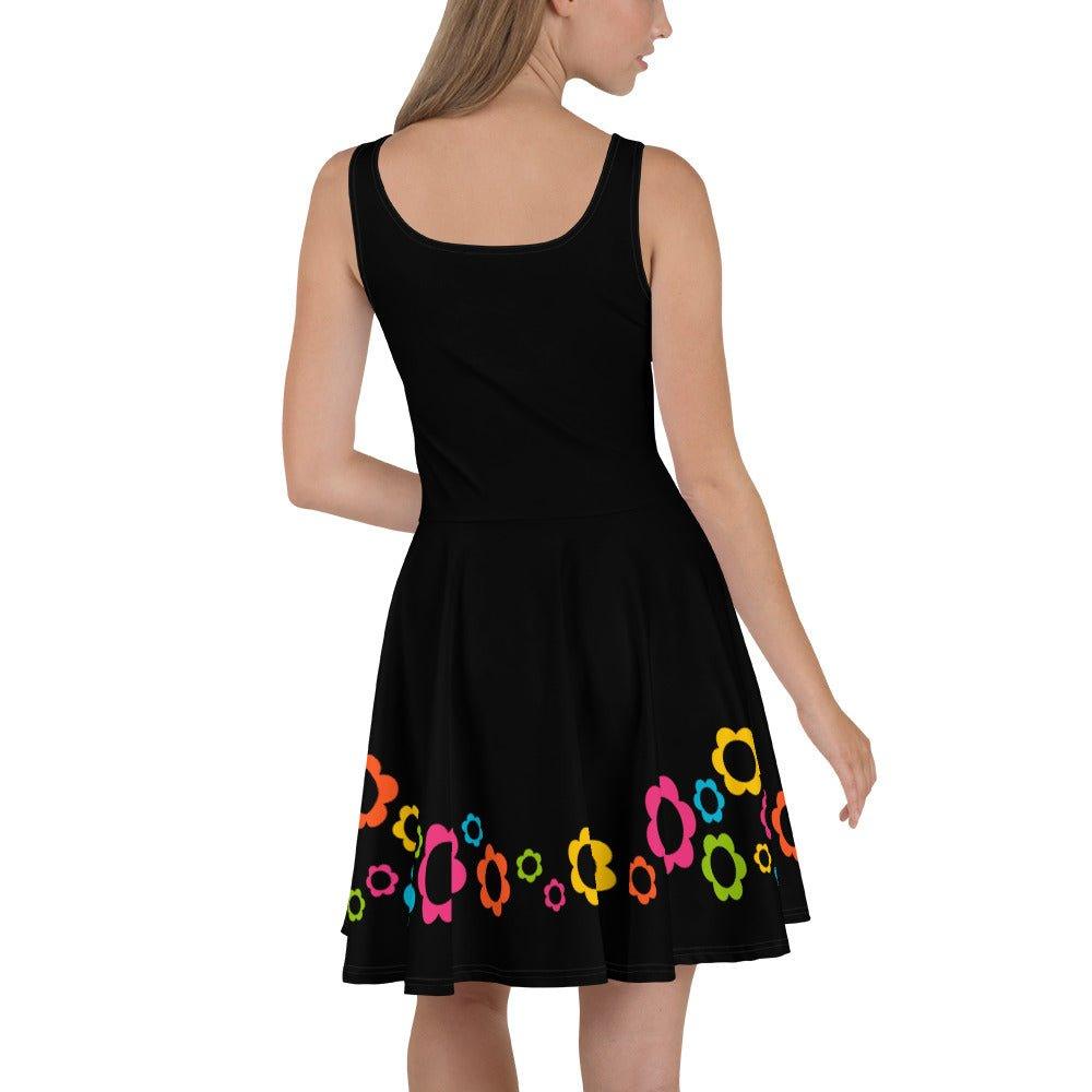 Skater Dress - BLACK with ELLIE color - Classic Flower Print