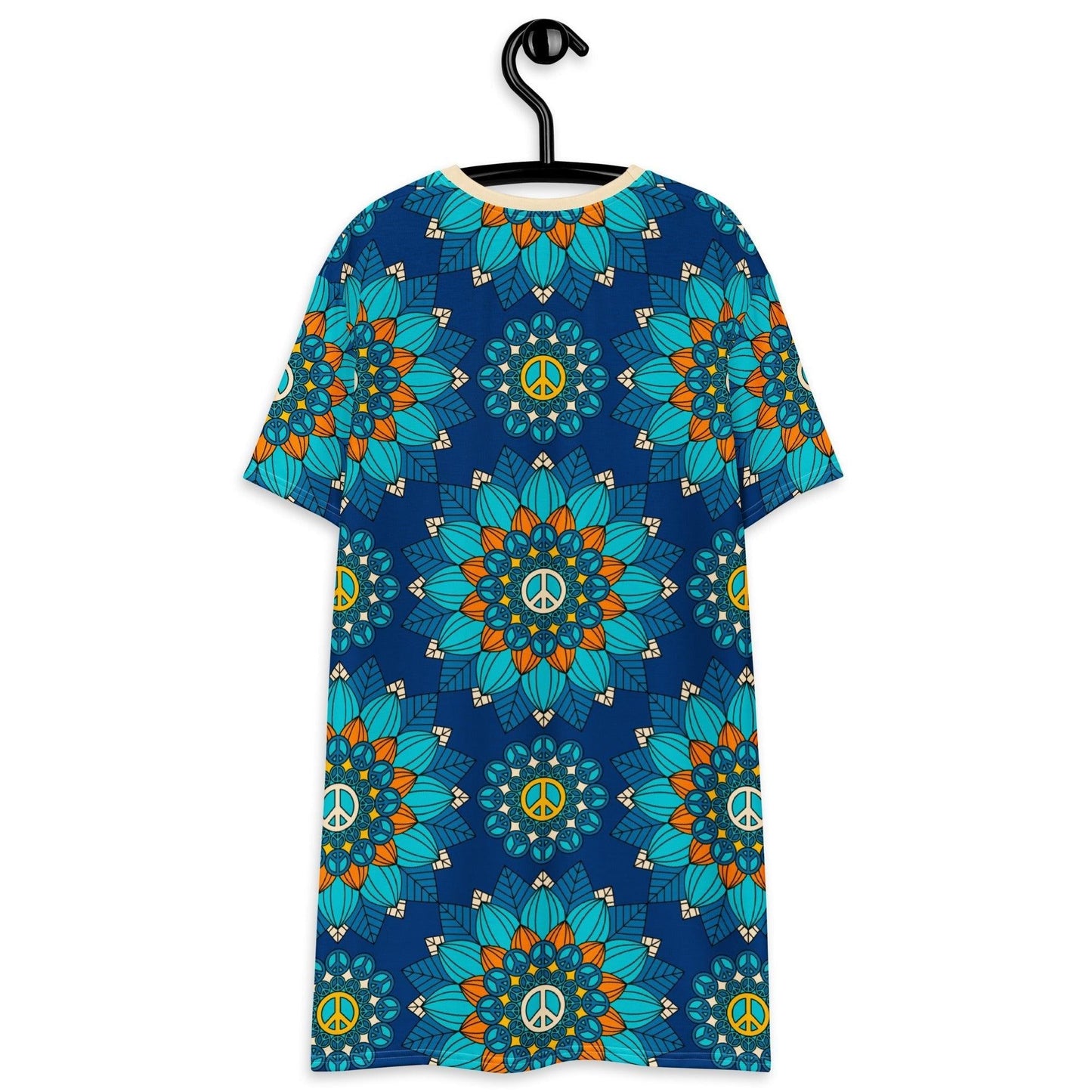 T-Shirt Dress - BLOOM WITH PEACE orange blue - Flowers and Peace