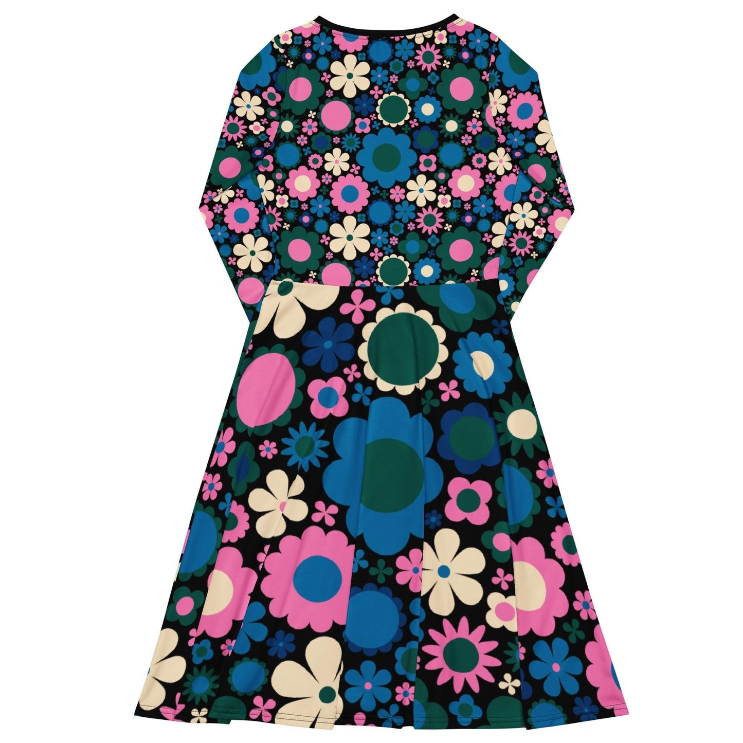Midi Dress - BLOOMPOP blue pink - Popping Bloom Print