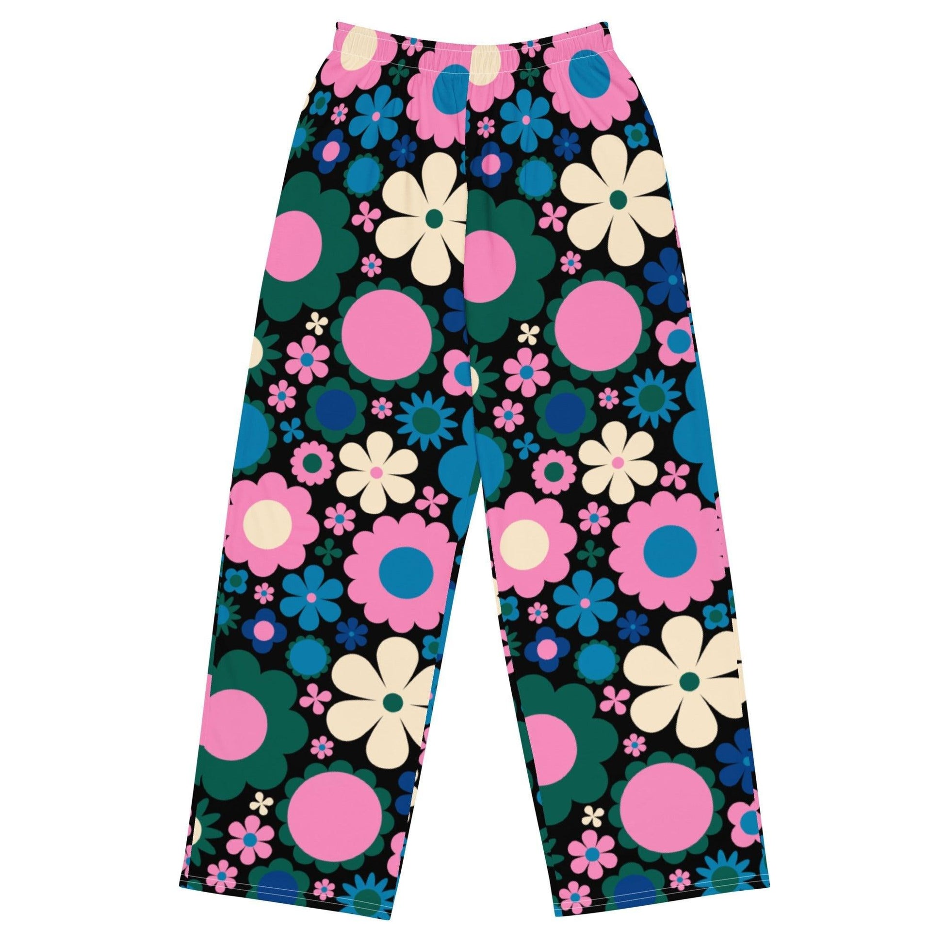 Pants - BLOOMPOP blue pink - Popping Bloom Print