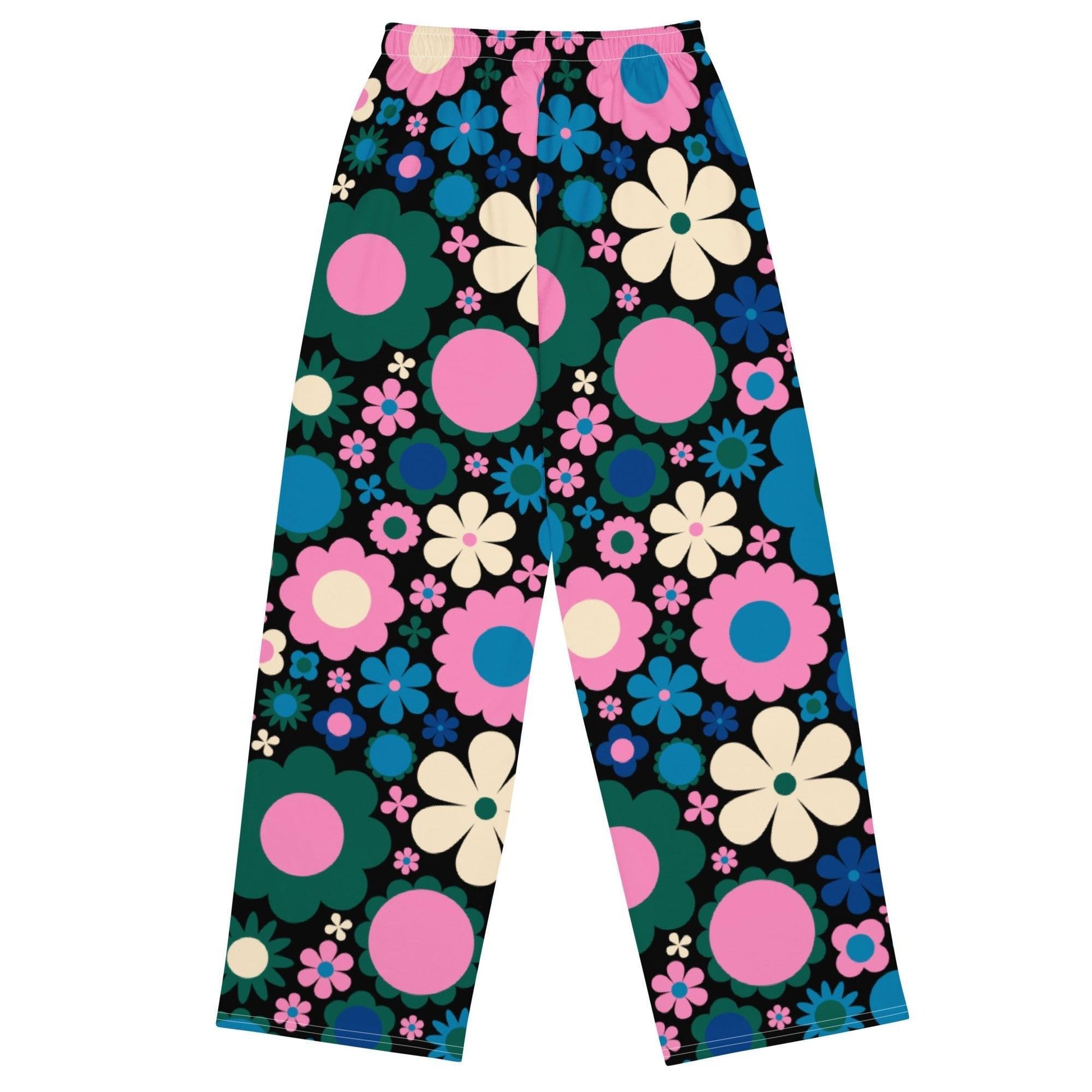 Pants - BLOOMPOP blue pink - Popping Bloom Print