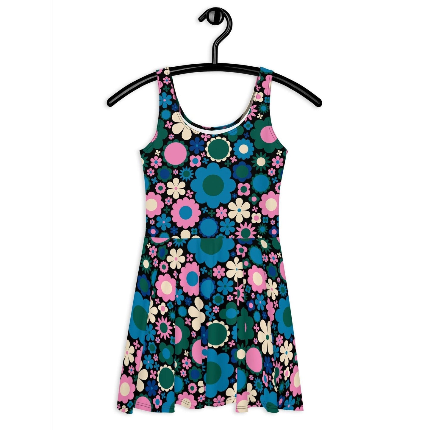 Skater Dress - BLOOMPOP blue pink - Popping Bloom Print