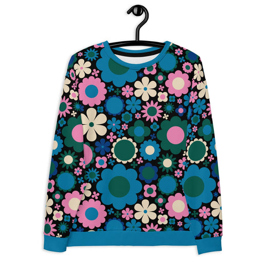 Sweatshirt - BLOOMPOP blue pink - Popping Bloom Print