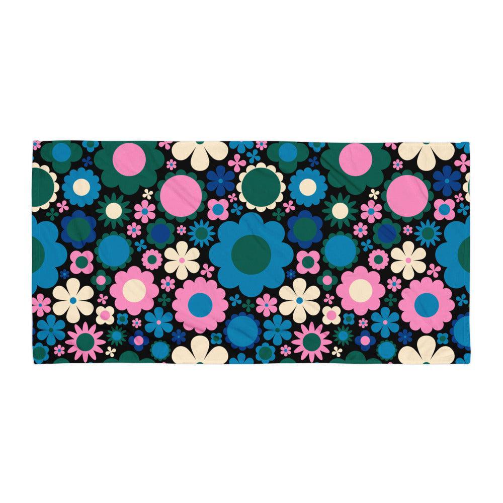 Towel - BLOOMPOP blue pink - Popping Bloom Print