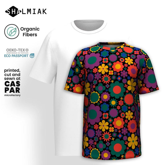 Organic Cotton T-Shirt - BLOOMPOP misty - Popping Bloom Print