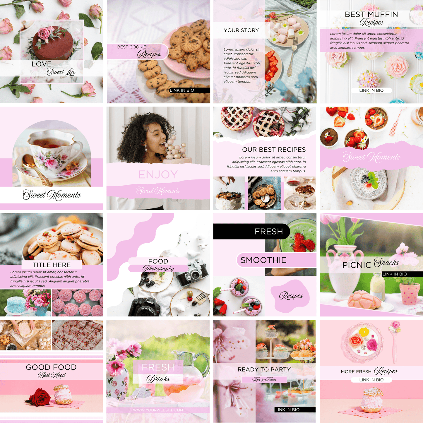Canva Templates - Instagram Post Pink (food theme)