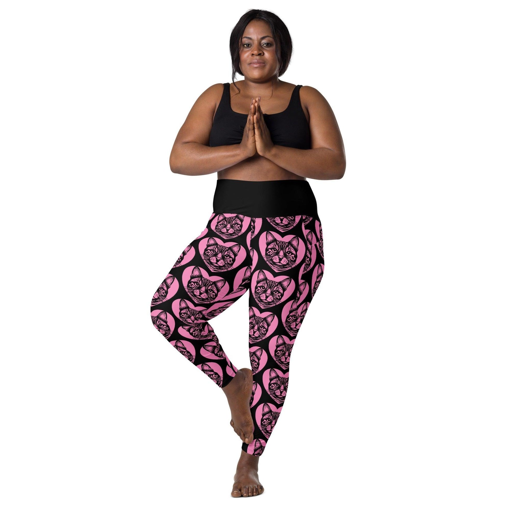 Cat breed leggings with pockets - BENGAL - HERTTAHOUND - pink