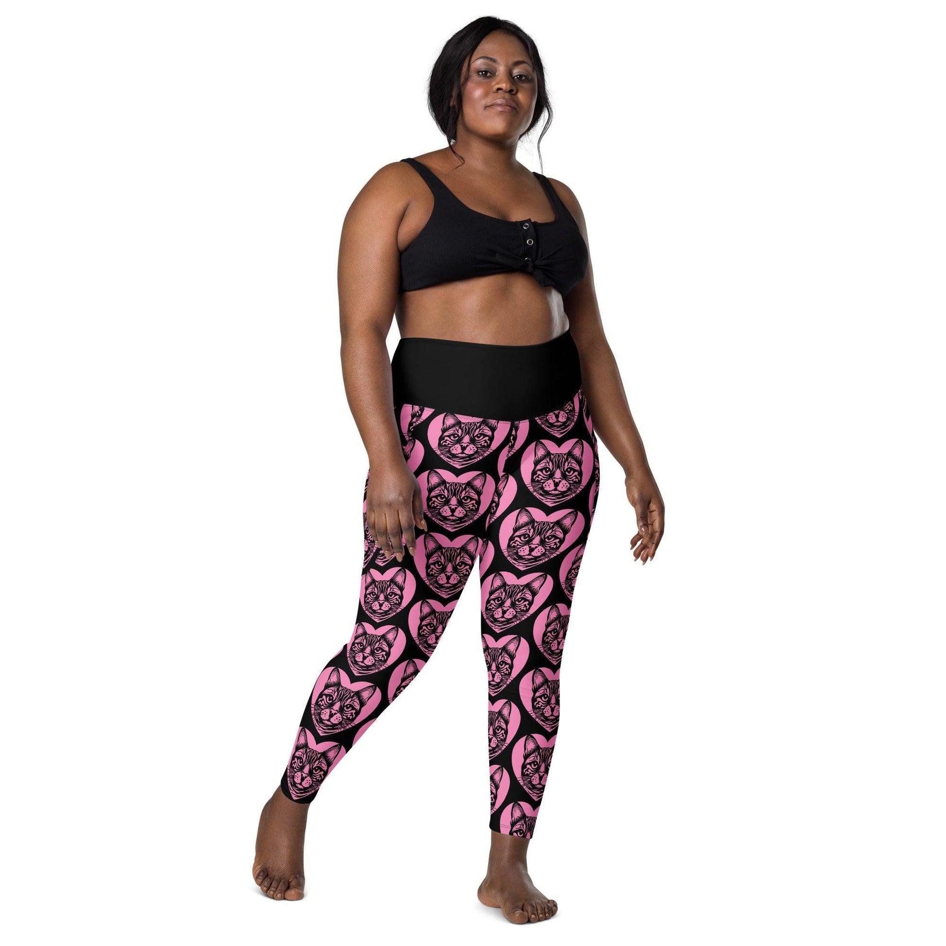Cat breed leggings with pockets - BENGAL - HERTTAHOUND - pink