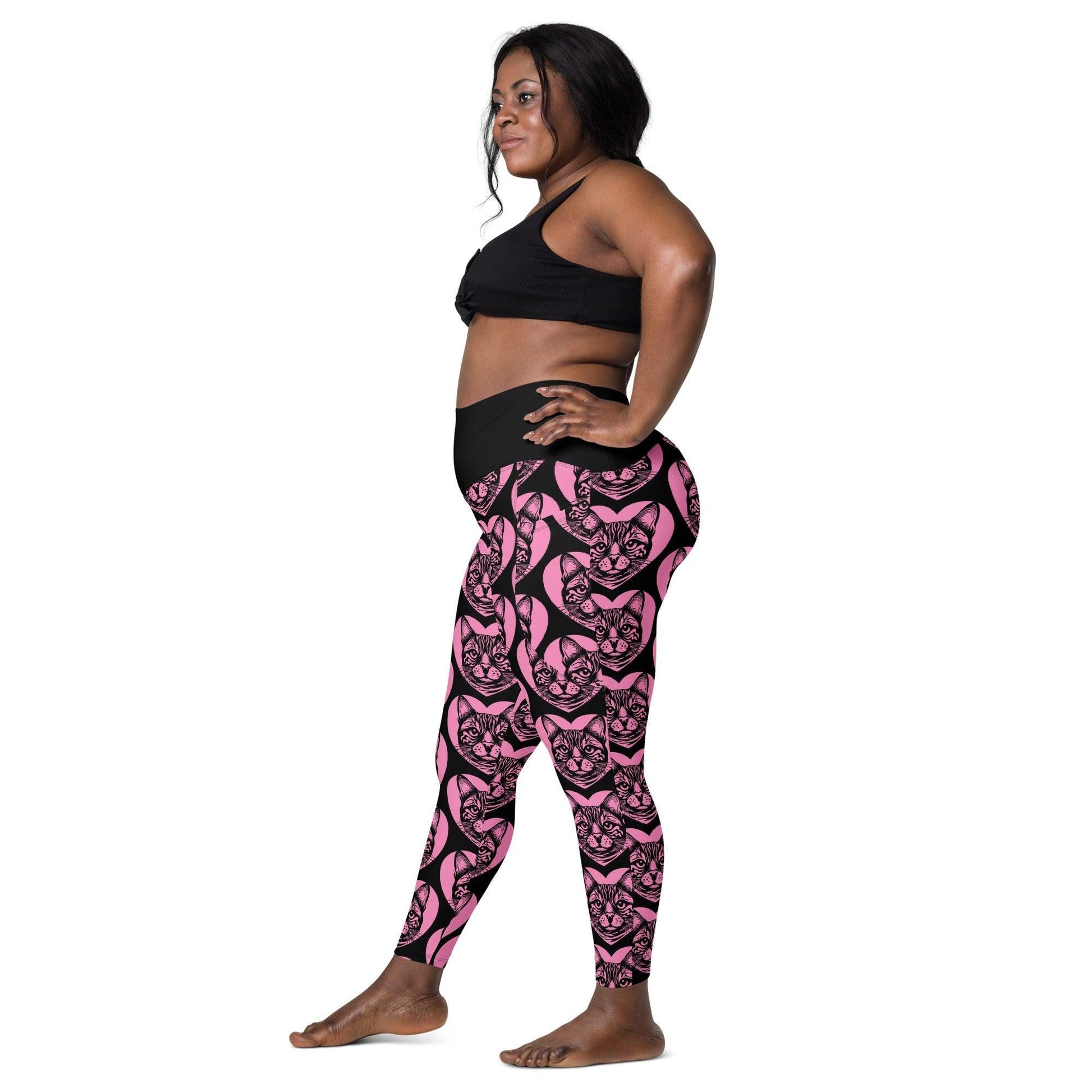 Cat breed leggings with pockets - BENGAL - HERTTAHOUND - pink