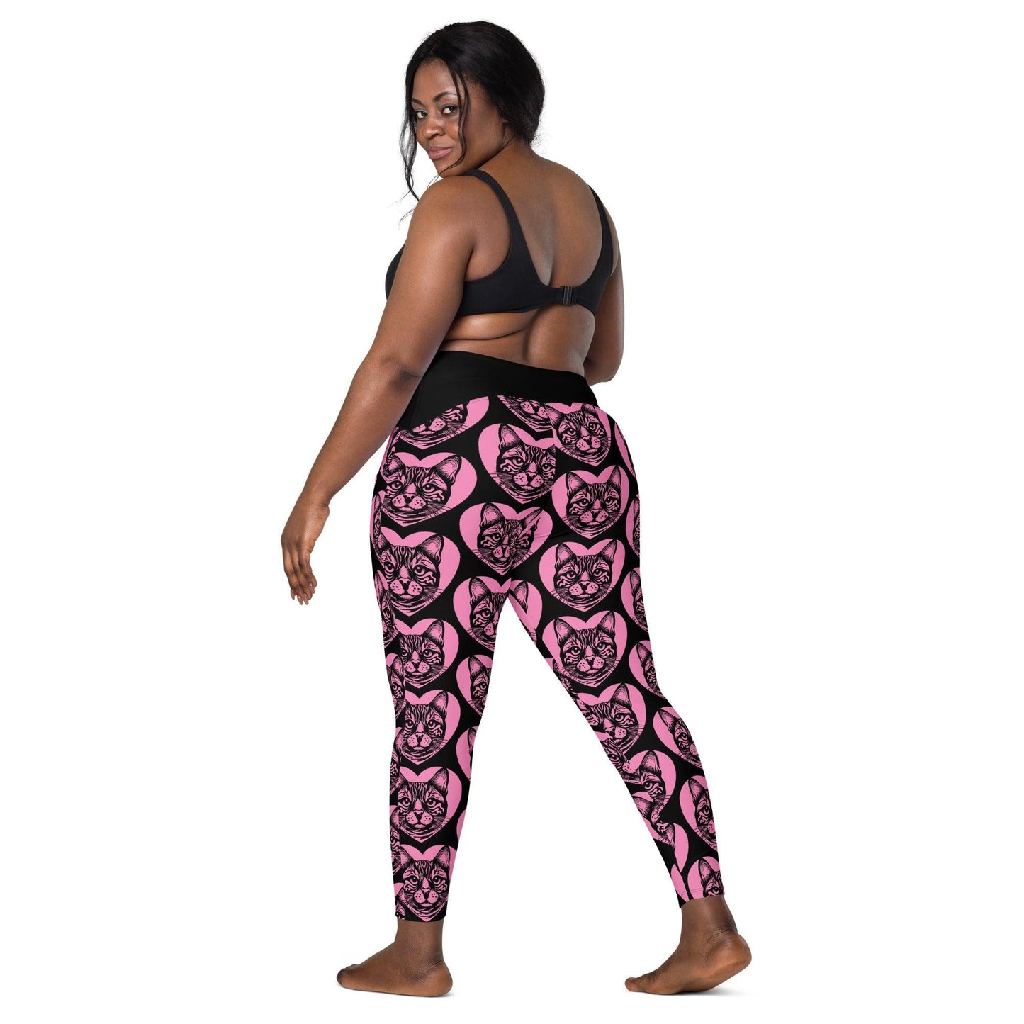 Cat breed leggings with pockets - BENGAL - HERTTAHOUND - pink