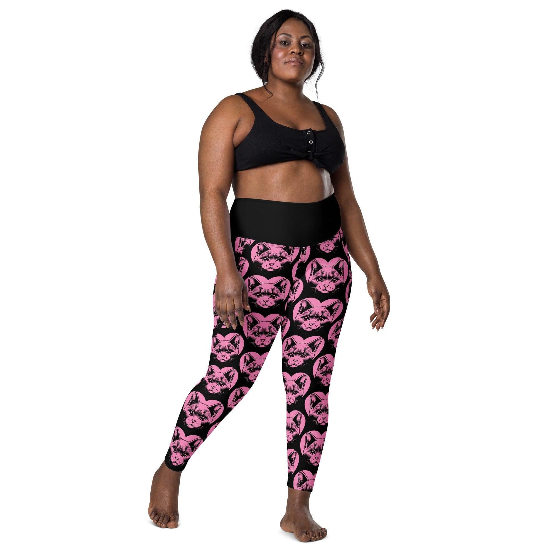 Cat breed leggings with pockets - RUSSIAN BLUE - HERTTAHOUND - pink