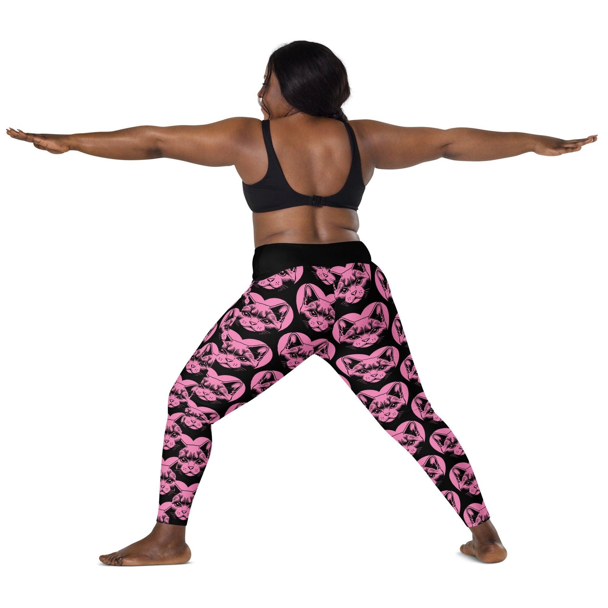 Cat breed leggings with pockets - RUSSIAN BLUE - HERTTAHOUND - pink