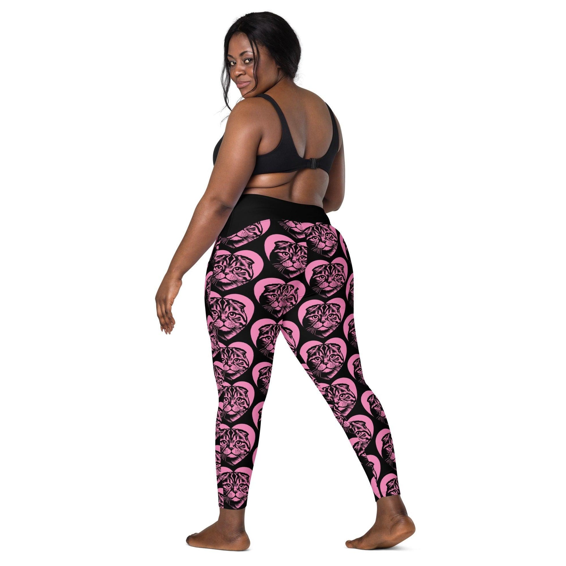 CAT BREED LEGGINGS with pockets - SCOTTISH FOLD - HERTTAHOUND - pink