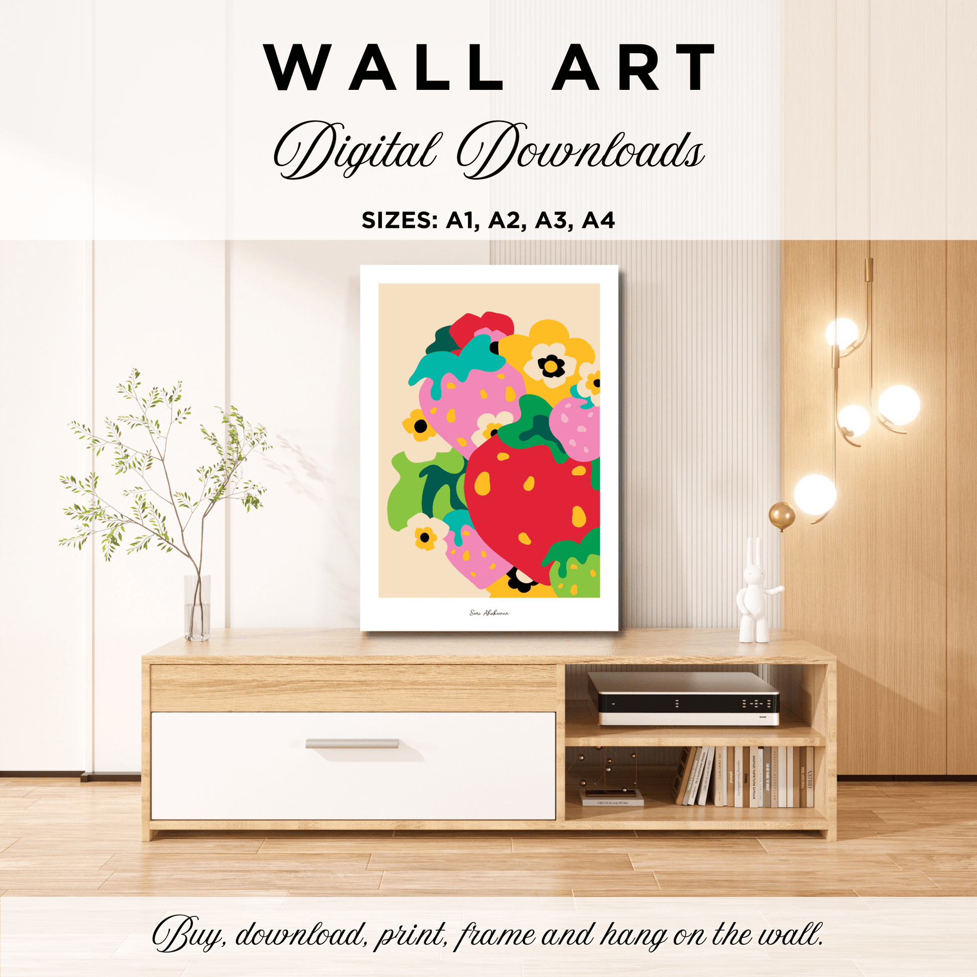 DIGITAL WALL ART - BERRYLEI - Colorful strawberry print