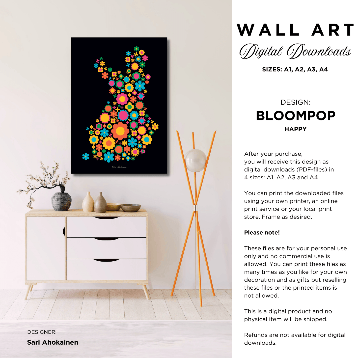 DIGITAL WALL ART - BLOOMPOP happy - Colorful bloom print
