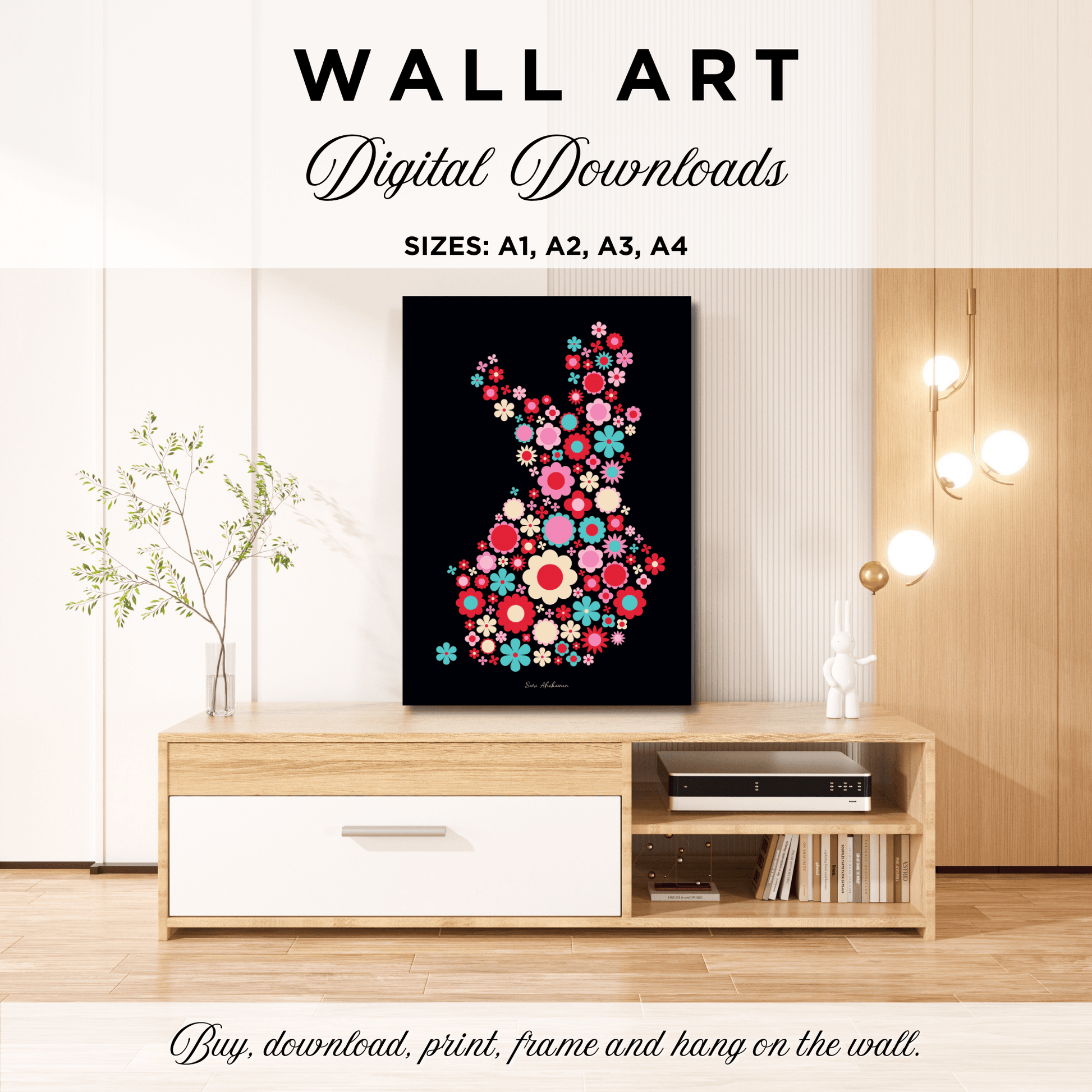 DIGITAL WALL ART - BLOOMPOP red - Colorful bloom print