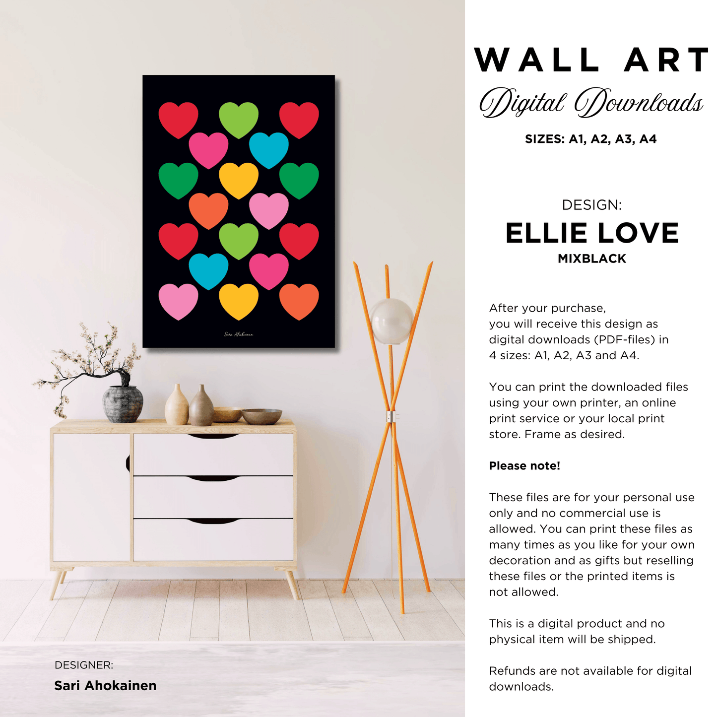 DIGITAL WALL ART - ELLIE LOVE mixblack